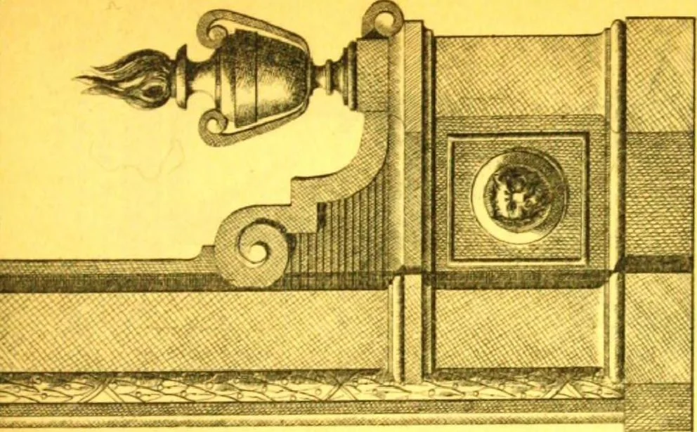 An illustration from Ornements pour l'architecture en zinc, cuivre, tole & plomb : travaux d'art sur dessins croquis & devis., 1912, leaf 210