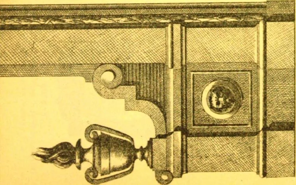 An illustration from Ornements pour l'architecture en zinc, cuivre, tole & plomb : travaux d'art sur dessins croquis & devis., 1912, leaf 210