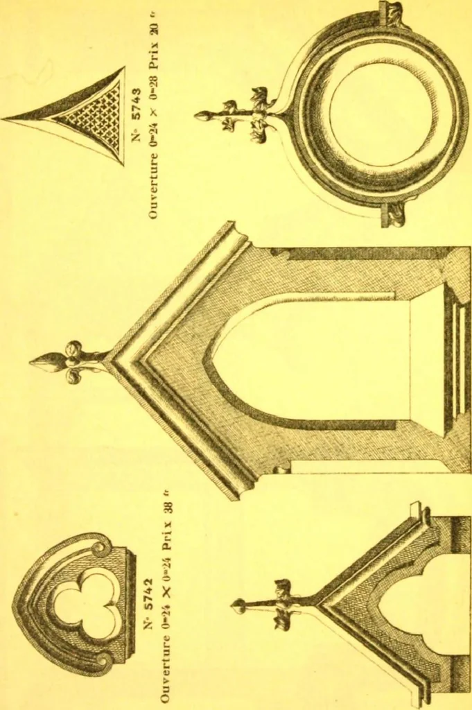 An illustration from Ornements pour l'architecture en zinc, cuivre, tole & plomb : travaux d'art sur dessins croquis & devis., 1912, leaf 212