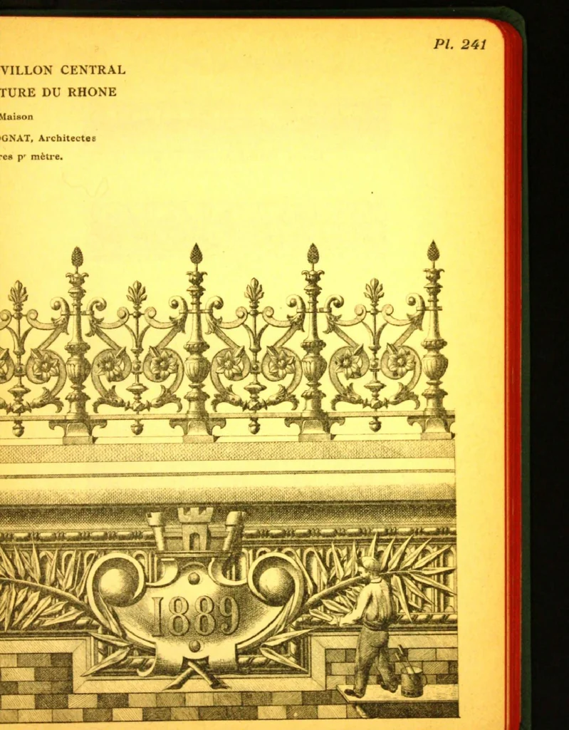 An illustration from Ornements pour l'architecture en zinc, cuivre, tole & plomb : travaux d'art sur dessins croquis & devis., 1912, leaf 242