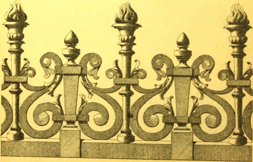 An illustration from Ornements pour l'architecture en zinc, cuivre, tole & plomb : travaux d'art sur dessins croquis & devis., 1912, leaf 25