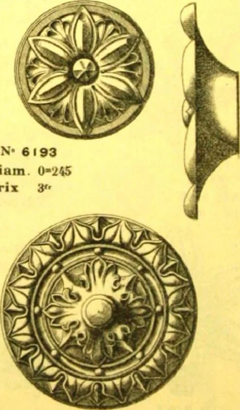 An illustration from Ornements pour l'architecture en zinc, cuivre, tole & plomb : travaux d'art sur dessins croquis & devis., 1912, leaf 265