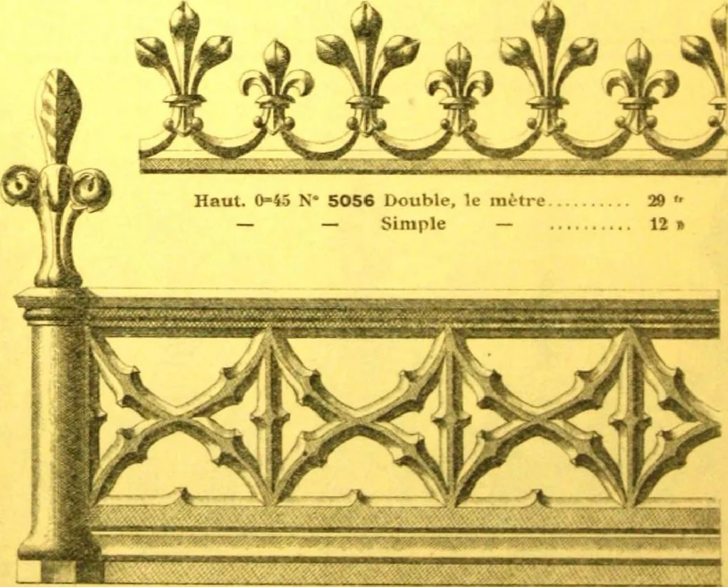 An illustration from Ornements pour l'architecture en zinc, cuivre, tole & plomb : travaux d'art sur dessins croquis & devis., 1912, leaf 27