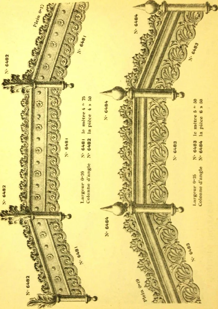 An illustration from Ornements pour l'architecture en zinc, cuivre, tole & plomb : travaux d'art sur dessins croquis & devis., 1912, leaf 291