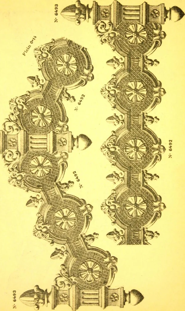 An illustration from Ornements pour l'architecture en zinc, cuivre, tole & plomb : travaux d'art sur dessins croquis & devis., 1912, leaf 294