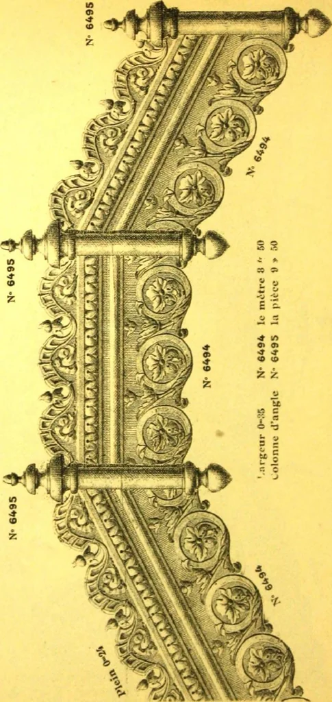 An illustration from Ornements pour l'architecture en zinc, cuivre, tole & plomb : travaux d'art sur dessins croquis & devis., 1912, leaf 295