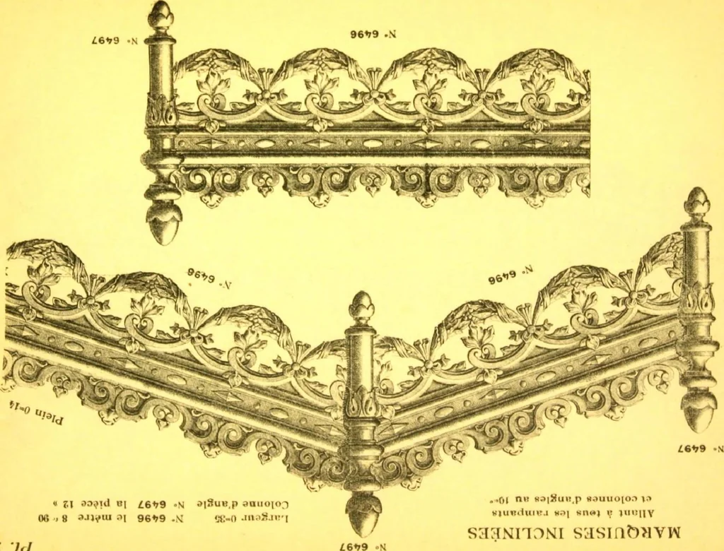 An illustration from Ornements pour l'architecture en zinc, cuivre, tole & plomb : travaux d'art sur dessins croquis & devis., 1912, leaf 296