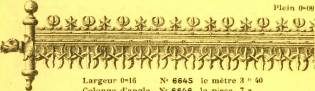 An illustration from Ornements pour l'architecture en zinc, cuivre, tole & plomb : travaux d'art sur dessins croquis & devis., 1912, leaf 318