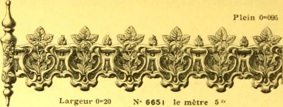An illustration from Ornements pour l'architecture en zinc, cuivre, tole & plomb : travaux d'art sur dessins croquis & devis., 1912, leaf 319