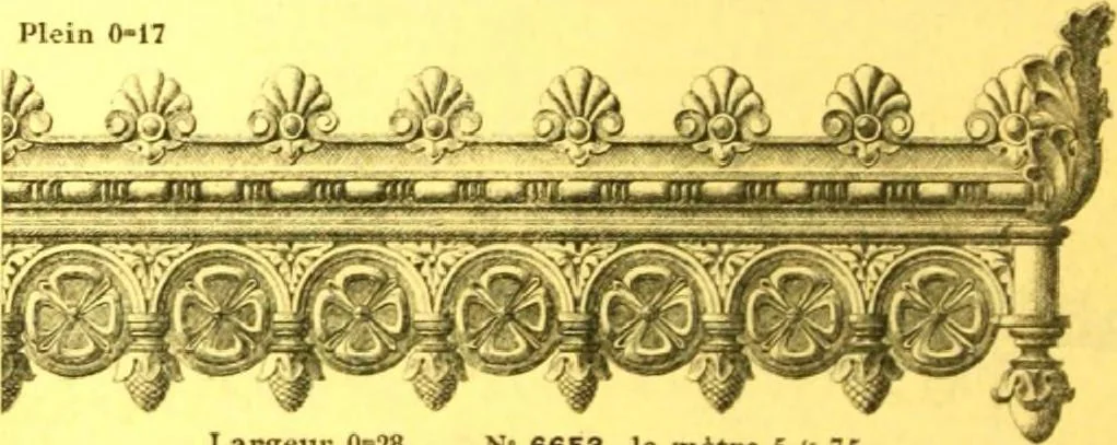 An illustration from Ornements pour l'architecture en zinc, cuivre, tole & plomb : travaux d'art sur dessins croquis & devis., 1912, leaf 319