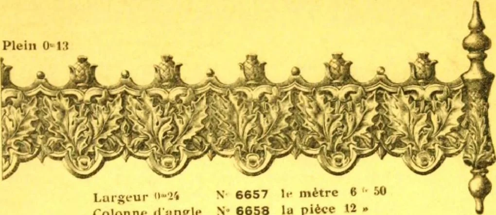 An illustration from Ornements pour l'architecture en zinc, cuivre, tole & plomb : travaux d'art sur dessins croquis & devis., 1912, leaf 320