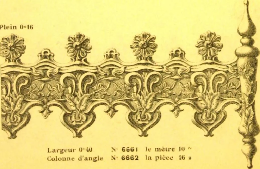 An illustration from Ornements pour l'architecture en zinc, cuivre, tole & plomb : travaux d'art sur dessins croquis & devis., 1912, leaf 320