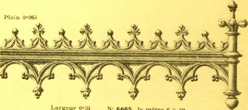 An illustration from Ornements pour l'architecture en zinc, cuivre, tole & plomb : travaux d'art sur dessins croquis & devis., 1912, leaf 321