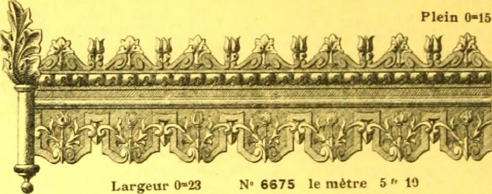 An illustration from Ornements pour l'architecture en zinc, cuivre, tole & plomb : travaux d'art sur dessins croquis & devis., 1912, leaf 323