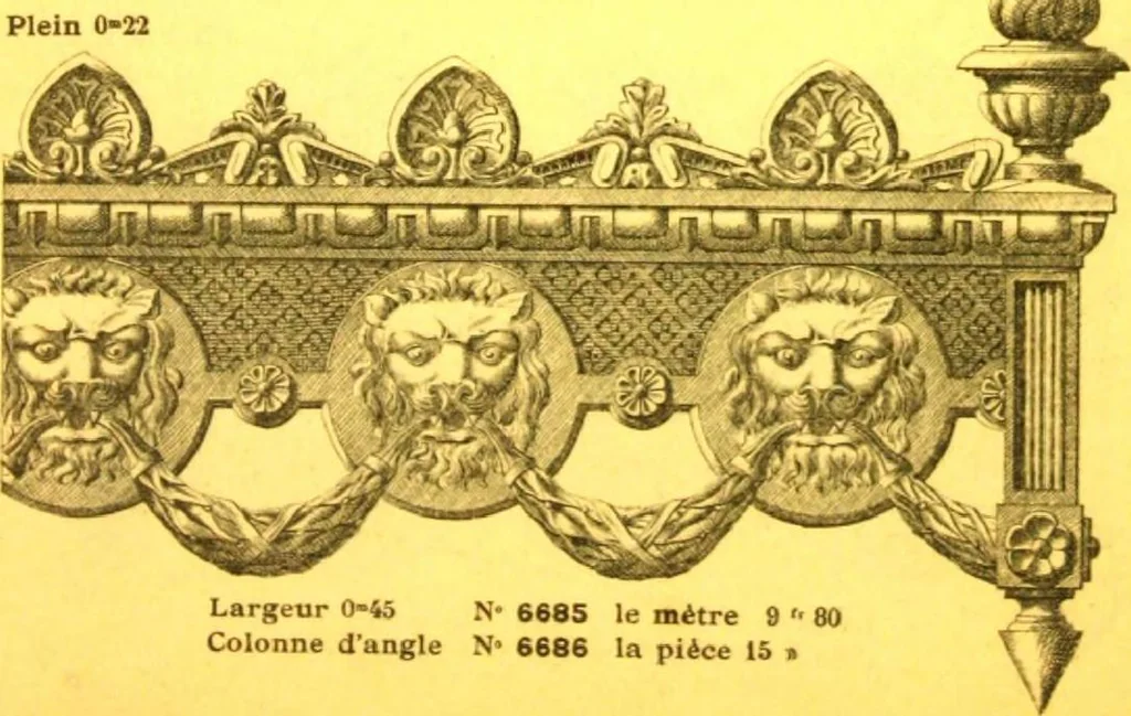 An illustration from Ornements pour l'architecture en zinc, cuivre, tole & plomb : travaux d'art sur dessins croquis & devis., 1912, leaf 324