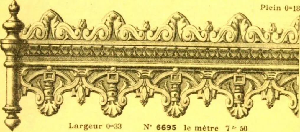 An illustration from Ornements pour l'architecture en zinc, cuivre, tole & plomb : travaux d'art sur dessins croquis & devis., 1912, leaf 326