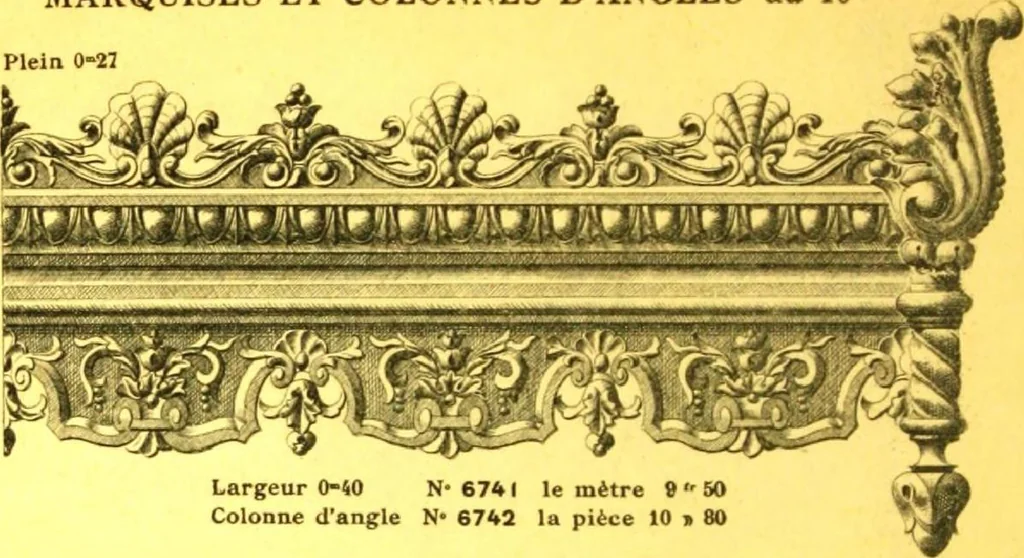 An illustration from Ornements pour l'architecture en zinc, cuivre, tole & plomb : travaux d'art sur dessins croquis & devis., 1912, leaf 335