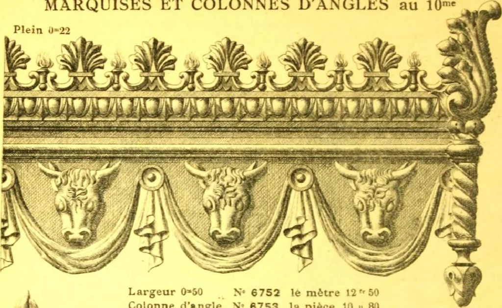 An illustration from Ornements pour l'architecture en zinc, cuivre, tole & plomb : travaux d'art sur dessins croquis & devis., 1912, leaf 339
