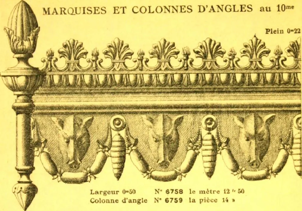 An illustration from Ornements pour l'architecture en zinc, cuivre, tole & plomb : travaux d'art sur dessins croquis & devis., 1912, leaf 340
