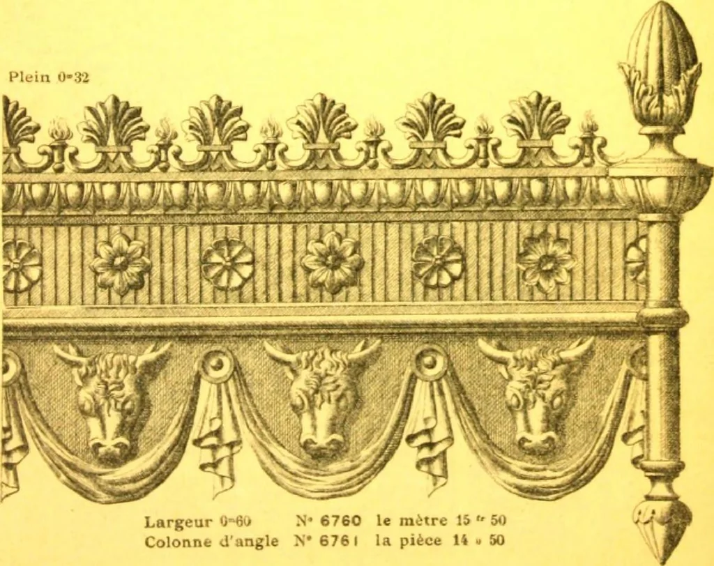 An illustration from Ornements pour l'architecture en zinc, cuivre, tole & plomb : travaux d'art sur dessins croquis & devis., 1912, leaf 340