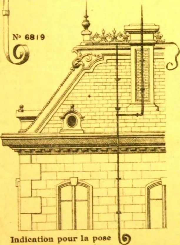 An illustration from Ornements pour l'architecture en zinc, cuivre, tole & plomb : travaux d'art sur dessins croquis & devis., 1912, leaf 348