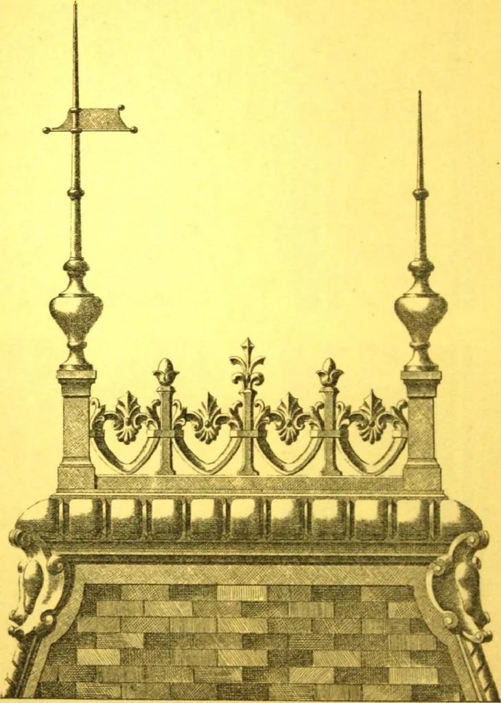 An illustration from Ornements pour l'architecture en zinc, cuivre, tole & plomb : travaux d'art sur dessins croquis & devis., 1912, leaf 43