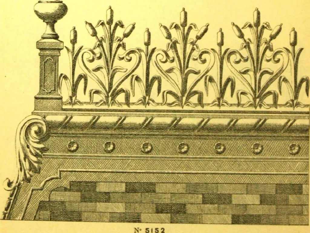 An illustration from Ornements pour l'architecture en zinc, cuivre, tole & plomb : travaux d'art sur dessins croquis & devis., 1912, leaf 55