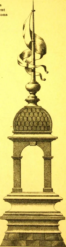 An illustration from Ornements pour l'architecture en zinc, cuivre, tole & plomb : travaux d'art sur dessins croquis & devis., 1912, leaf 6