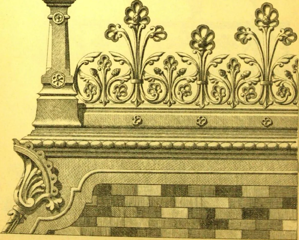 An illustration from Ornements pour l'architecture en zinc, cuivre, tole & plomb : travaux d'art sur dessins croquis & devis., 1912, leaf 63