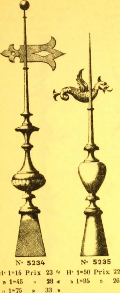 An illustration from Ornements pour l'architecture en zinc, cuivre, tole & plomb : travaux d'art sur dessins croquis & devis., 1912, leaf 78