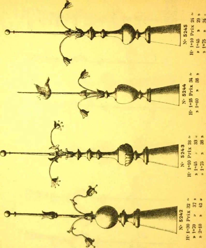 An illustration from Ornements pour l'architecture en zinc, cuivre, tole & plomb : travaux d'art sur dessins croquis & devis., 1912, leaf 79