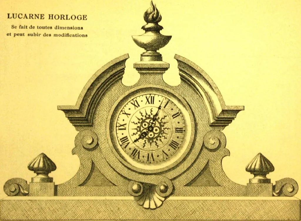 An illustration from Ornements pour l'architecture en zinc, cuivre, tole & plomb : travaux d'art sur dessins croquis & devis., 1912, leaf 9