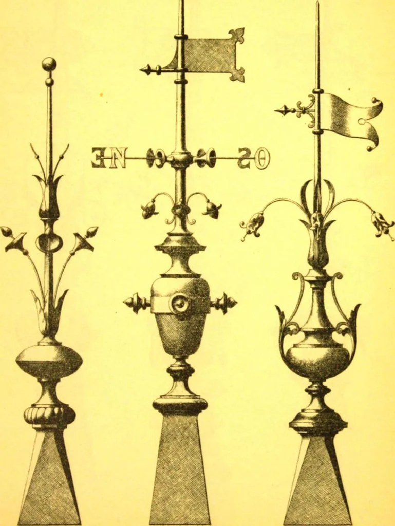 An illustration from Ornements pour l'architecture en zinc, cuivre, tole & plomb : travaux d'art sur dessins croquis & devis., 1912, leaf 98