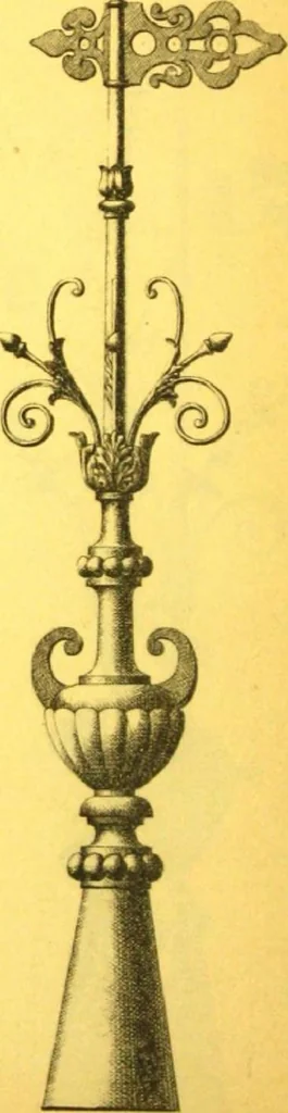 An illustration from Ornements pour l'architecture en zinc, cuivre, tole & plomb : travaux d'art sur dessins croquis & devis., 1912, leaf 99