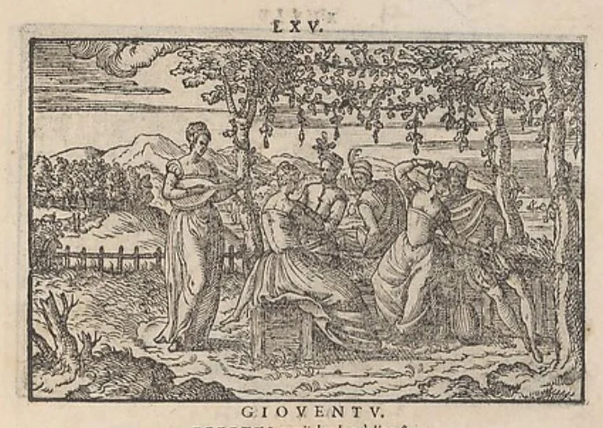 An illustration from La vera perfettione del disegno di varie sorti di ricami,di cucire ogni sorte di puntifogliami, punti tagliati, puntifili,rimessi, punti incrociati, puntistuora,ogn'altra arrte [!] che dia operadisegni. Fatto nuovamente per Giovanni Ostaus., 1567, leaf 43