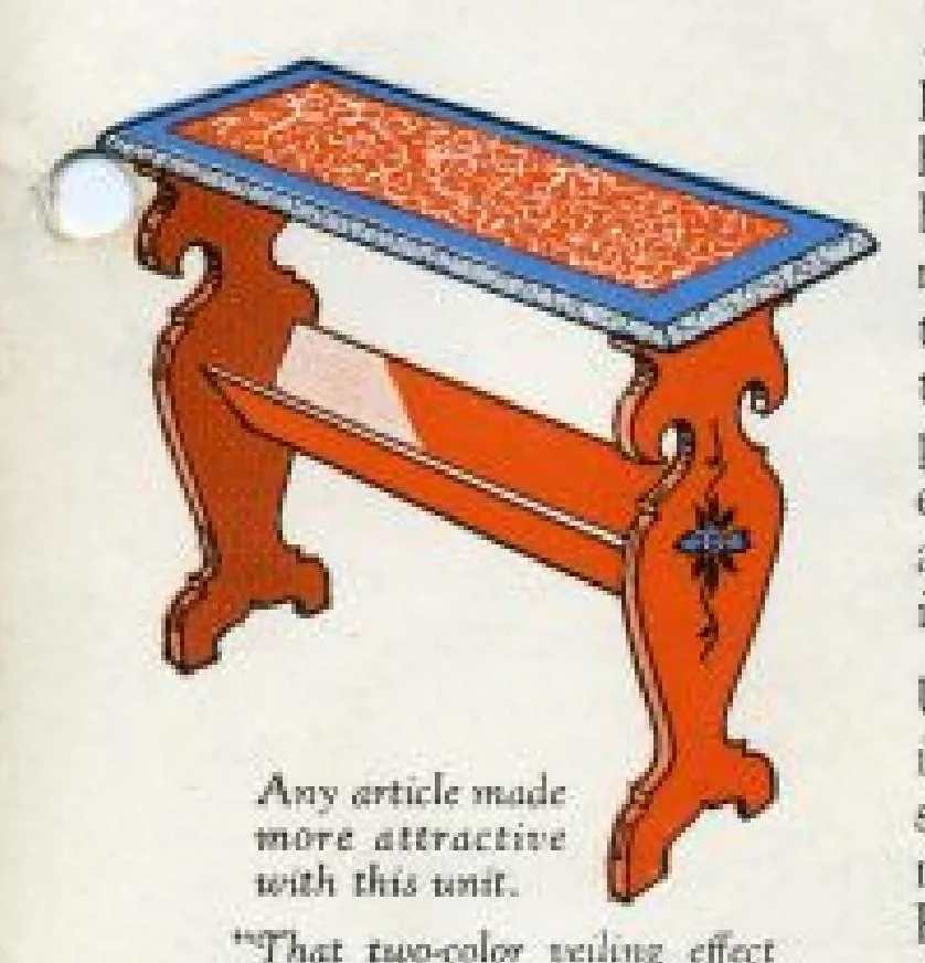 An illustration from Paasche Bulletin C29 : Household Laquering Unit : Light Electric Portable Airpainting Unit, 1929, leaf 0