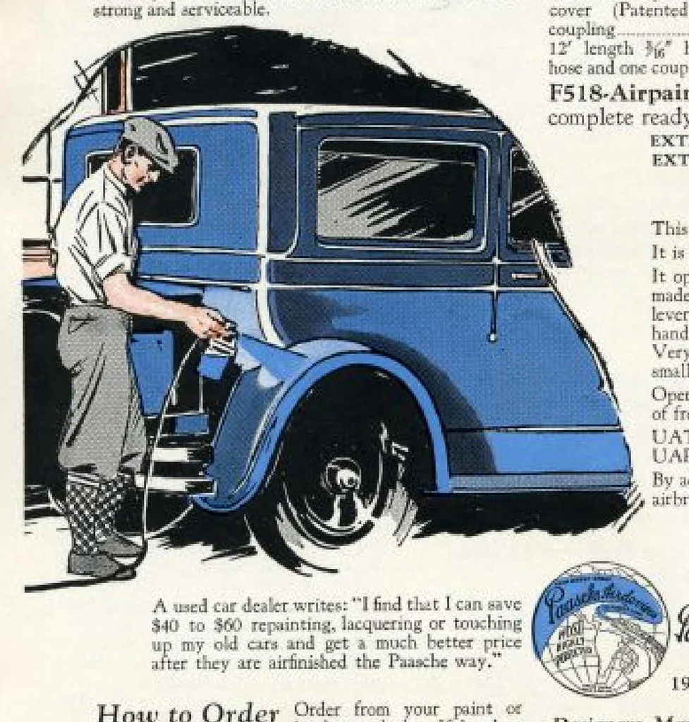 An illustration from Paasche Bulletin C29 : Household Laquering Unit : Light Electric Portable Airpainting Unit, 1929, leaf 1