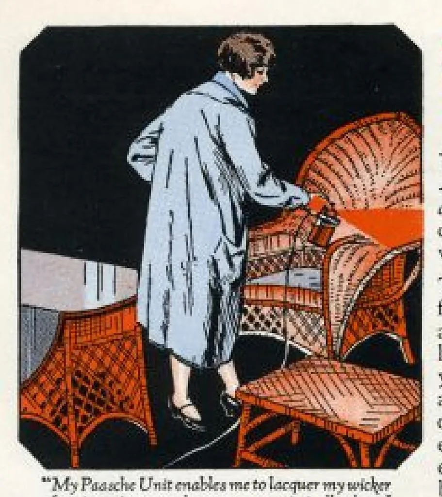 An illustration from Paasche Bulletin C29 : Household Laquering Unit : Light Electric Portable Airpainting Unit, 1929, leaf 1