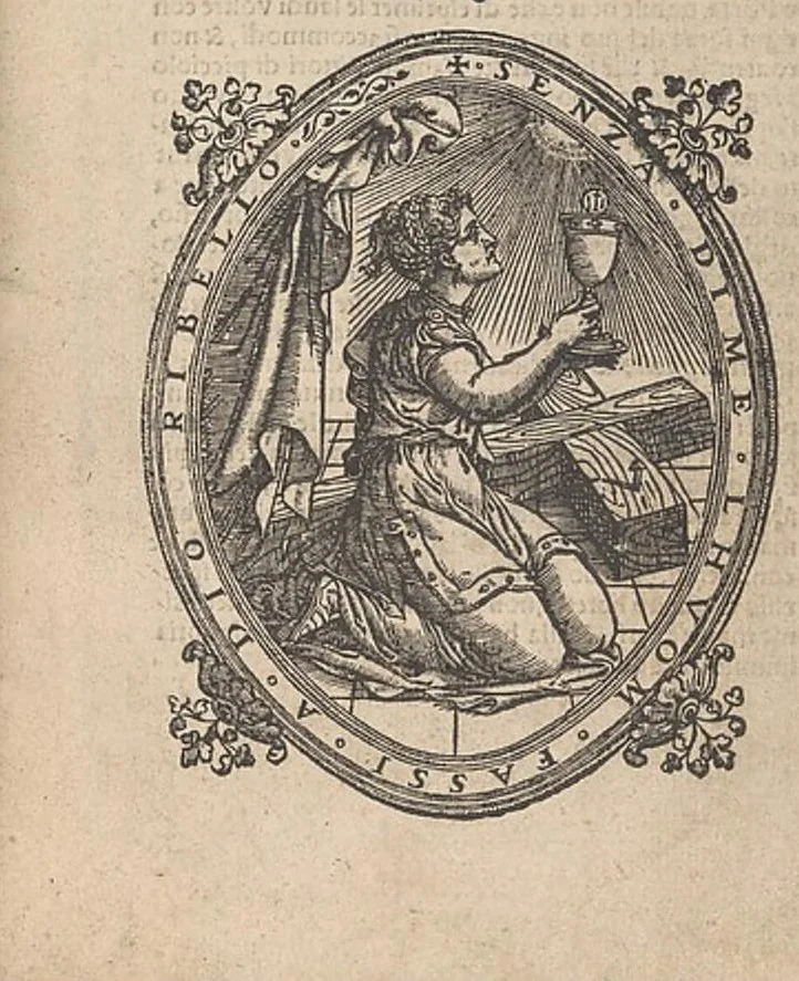 An illustration from Giardineto novo di punti tagliati et gropposi per exercitio & ornamento delle donne, 1554, leaf 0