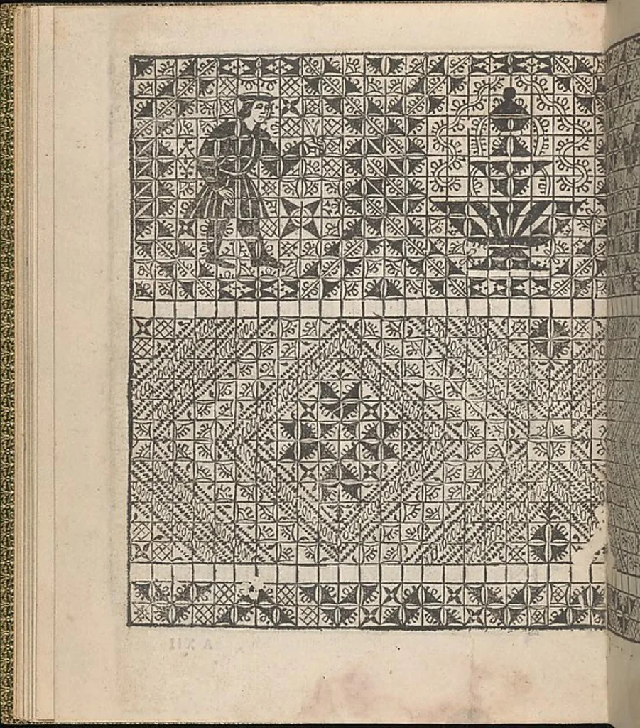 An illustration from Giardineto novo di punti tagliati et gropposi per exercitio & ornamento delle donne, 1554, leaf 23