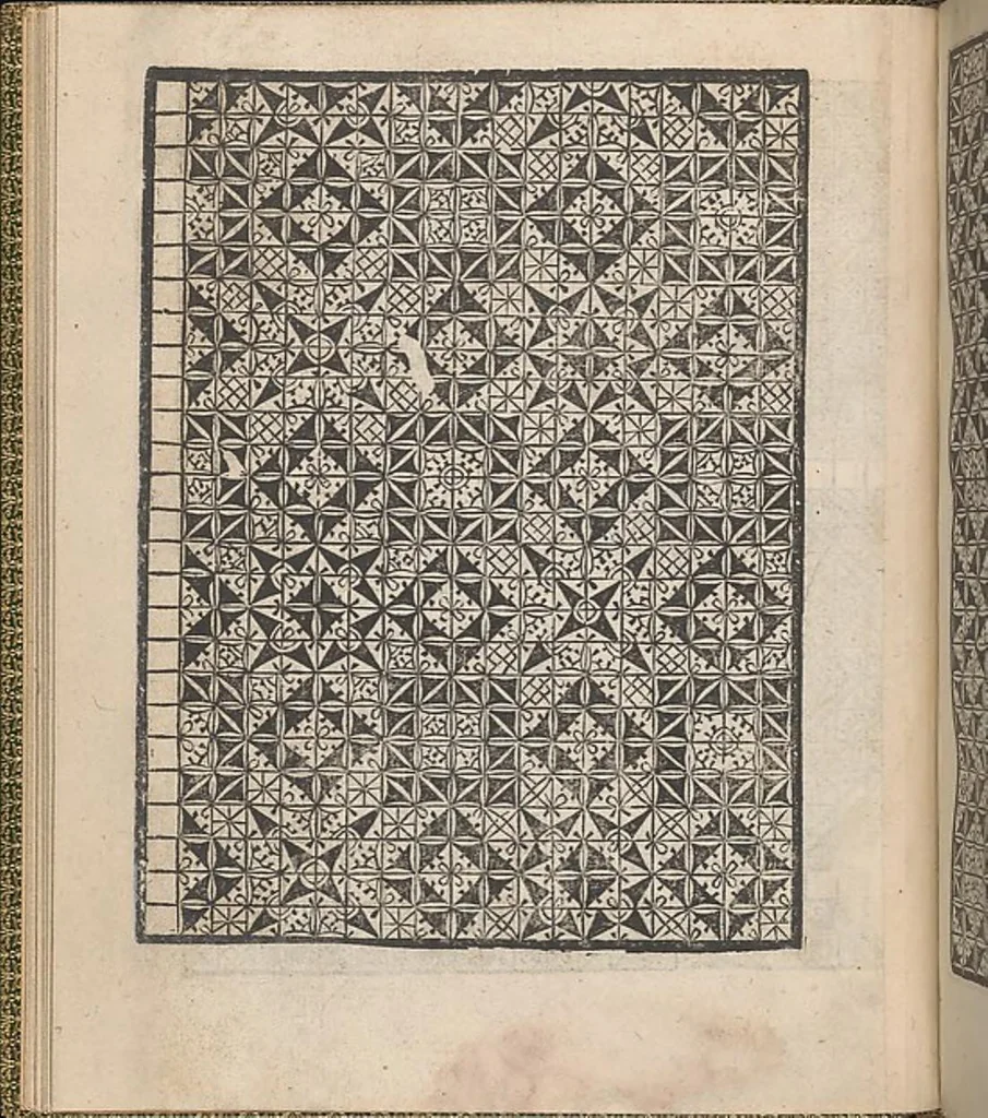 An illustration from Giardineto novo di punti tagliati et gropposi per exercitio & ornamento delle donne, 1554, leaf 25