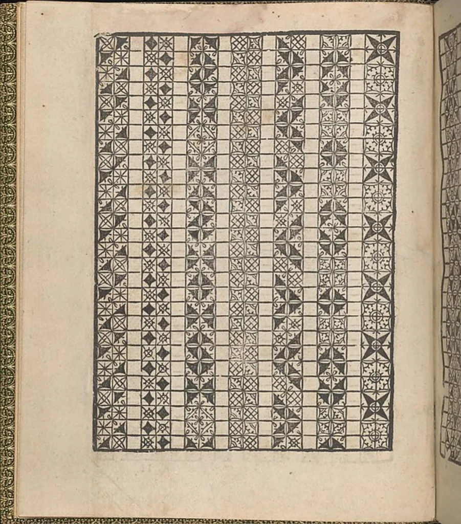 An illustration from Giardineto novo di punti tagliati et gropposi per exercitio & ornamento delle donne, 1554, leaf 3