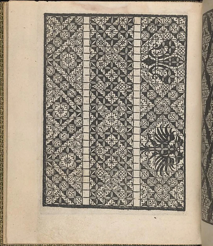 An illustration from Giardineto novo di punti tagliati et gropposi per exercitio & ornamento delle donne, 1554, leaf 37