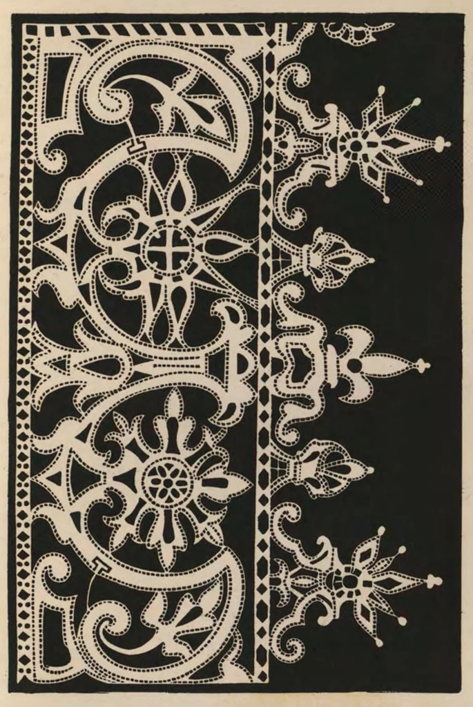 An illustration from A descriptive catalogue of the collection of lace ... : in the South Kensington museum., 1881, leaf 44