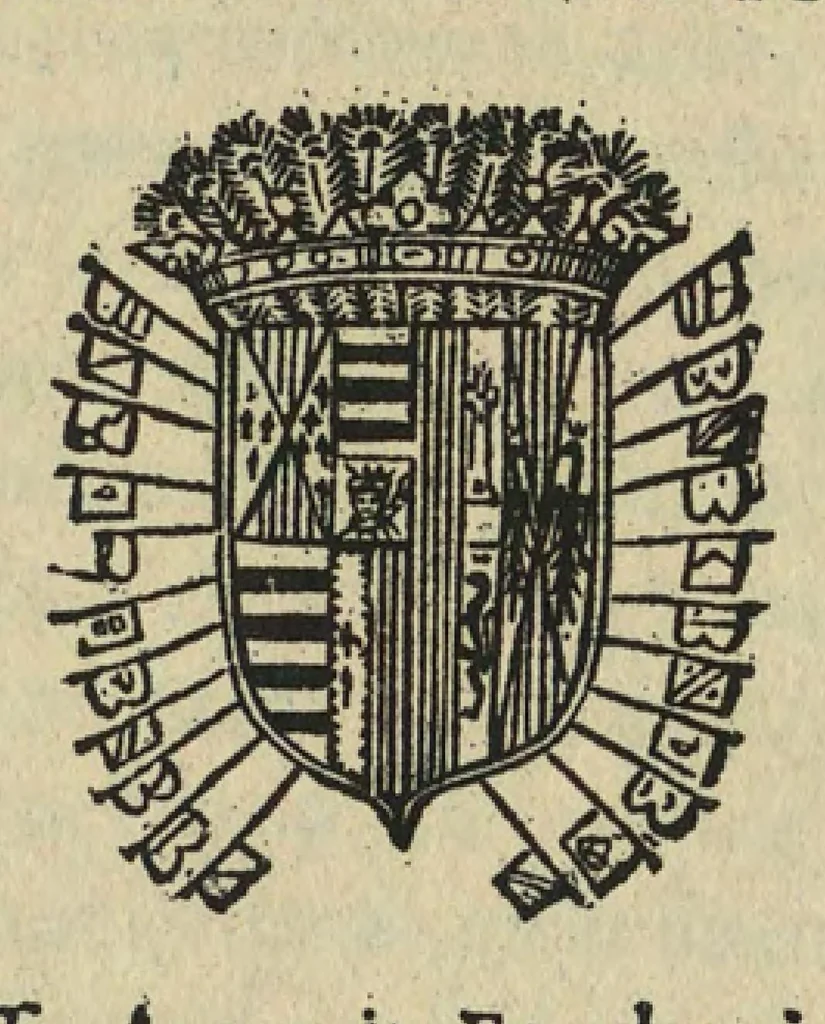 An illustration from Studio delle virtuose dame : doue si vedono bellissimi lauori di punto in aria, reticella, di maglia, 1597, leaf 4