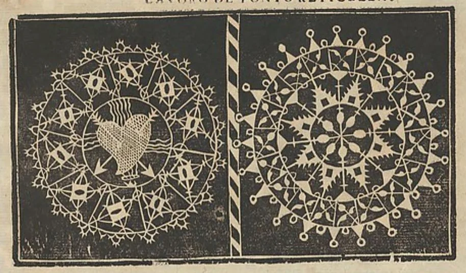 An illustration from Studio delle virtuose donne: Doue si vedono bellissimi lauori di punto in aria, reticella, di maglia. Dissegnati da Isabetta Catanea Parasole, 1597, leaf 19