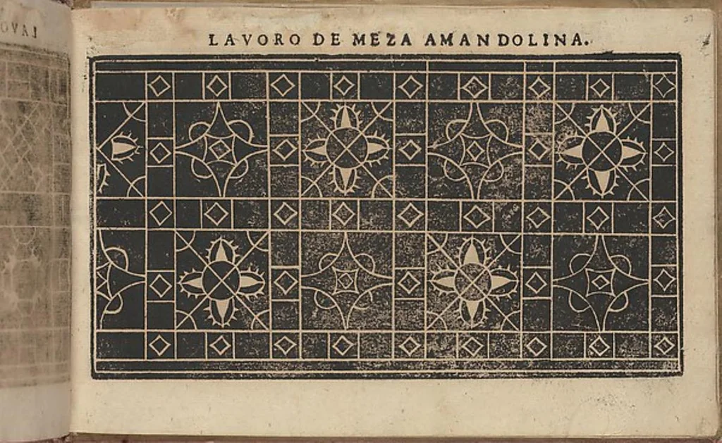 An illustration from Studio delle virtuose donne: Doue si vedono bellissimi lauori di punto in aria, reticella, di maglia. Dissegnati da Isabetta Catanea Parasole, 1597, leaf 26