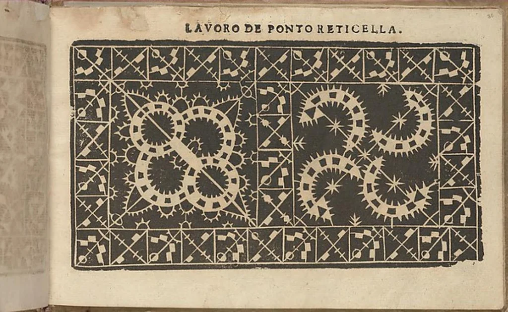 An illustration from Studio delle virtuose donne: Doue si vedono bellissimi lauori di punto in aria, reticella, di maglia. Dissegnati da Isabetta Catanea Parasole, 1597, leaf 29