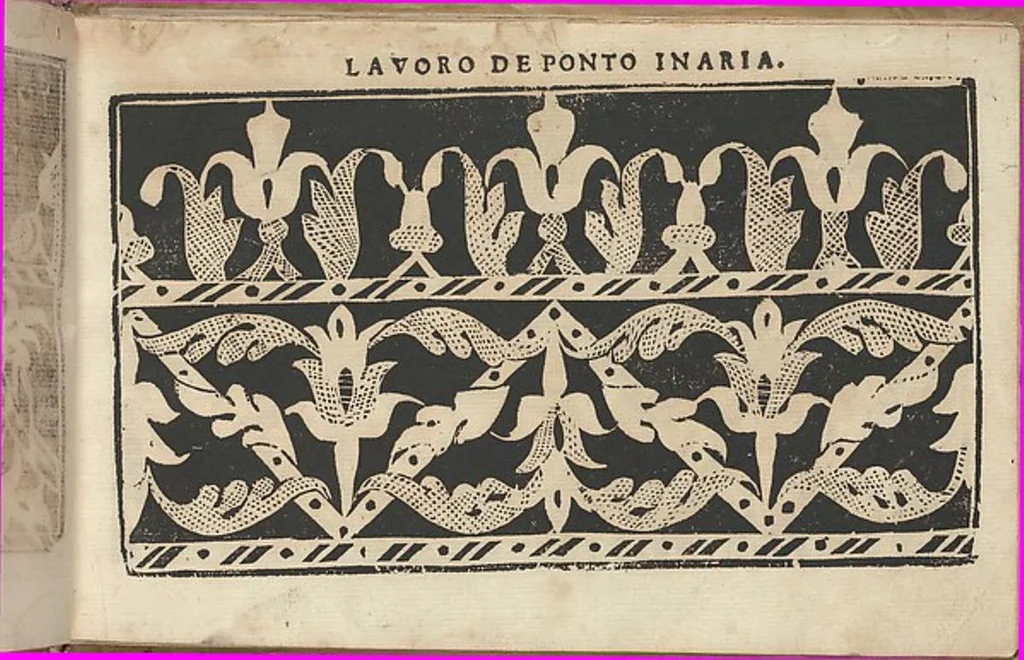 An illustration from Studio delle virtuose donne: Doue si vedono bellissimi lauori di punto in aria, reticella, di maglia. Dissegnati da Isabetta Catanea Parasole, 1597, leaf 9