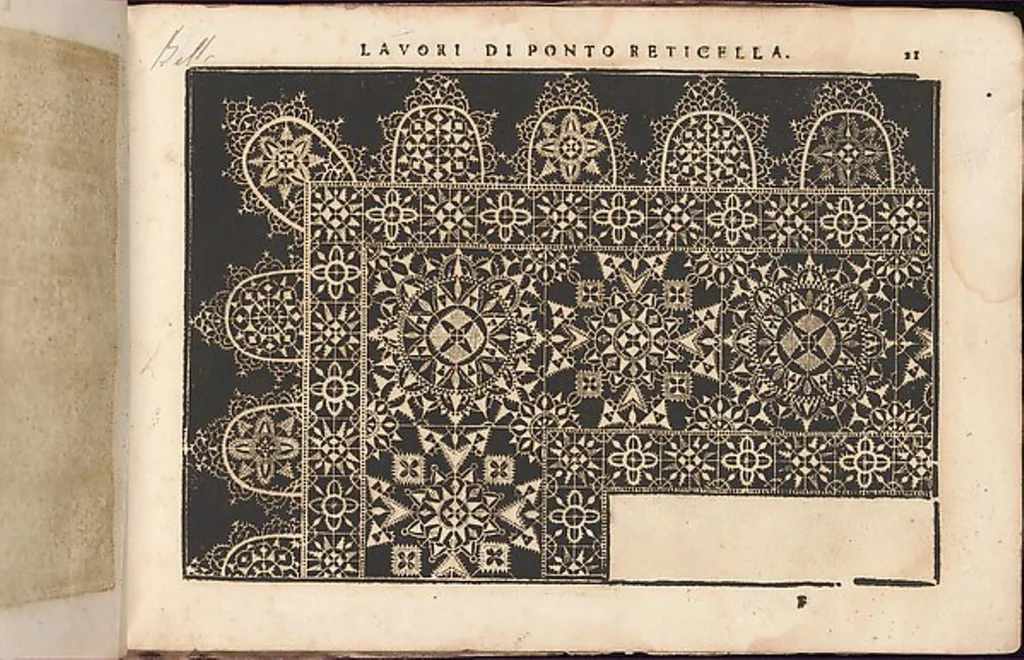 An illustration from Teatro delle nobili et virtuose donne, dove si reppresentano varii disegni di lavori novamente inventatidisegnati de Elisabetta Catanea, 1616, leaf 18